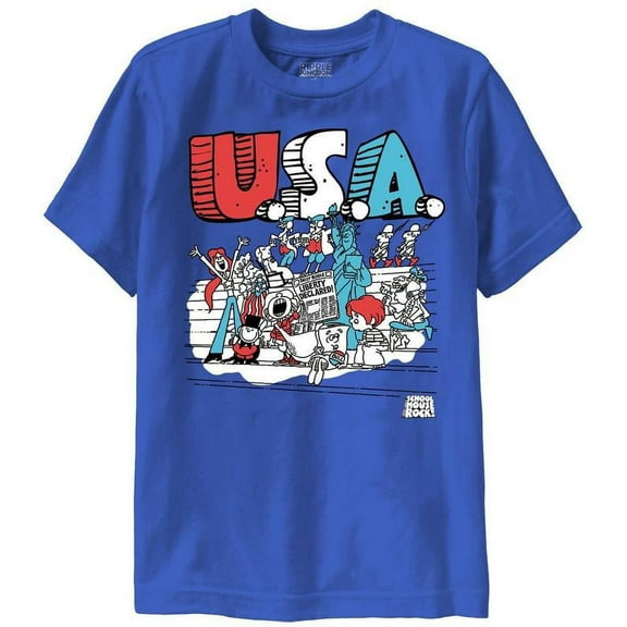 Schoolhouse Rock Youth USA Heavy Weight 100% Cotton Crew T-Shirt YXL (18/20) Royal