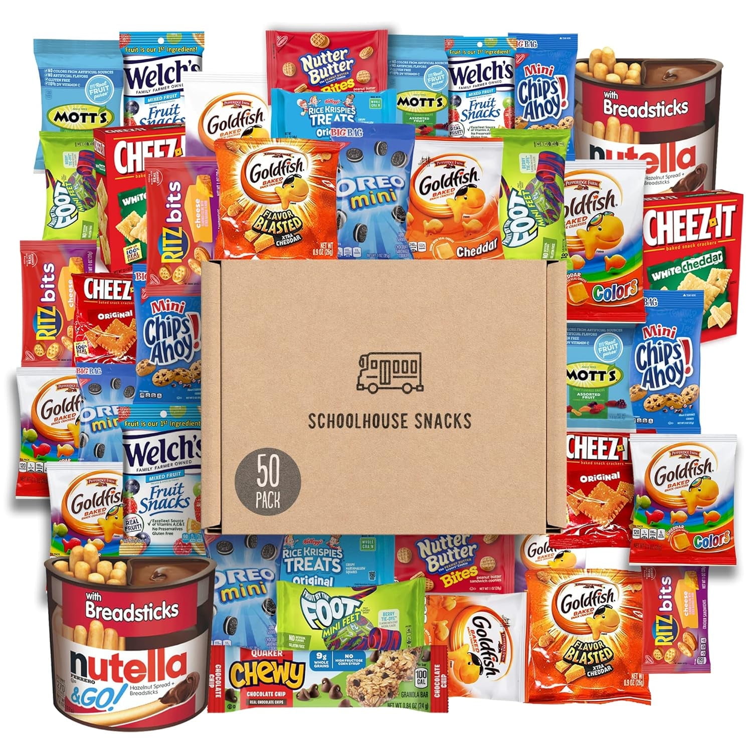 SCHOOLHOUSE SNACKS - Snacks for Kids (50 Count) | Snack Box for Kids with American Cracker and Cookie Assortment | Perfect Kids School Snacks, Variety Snack Box
