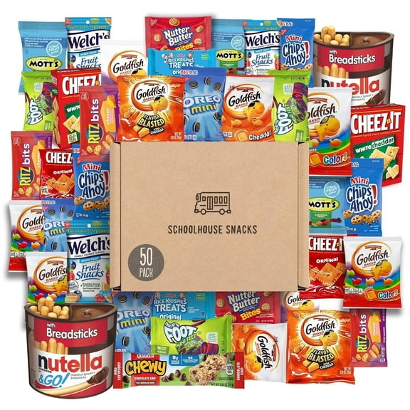 SCHOOLHOUSE SNACKS - Snacks for Kids (50 Count) | Snack Box for Kids with American Cracker and Cookie Assortment | Perfect Kids School Snacks, Variety Snack Box