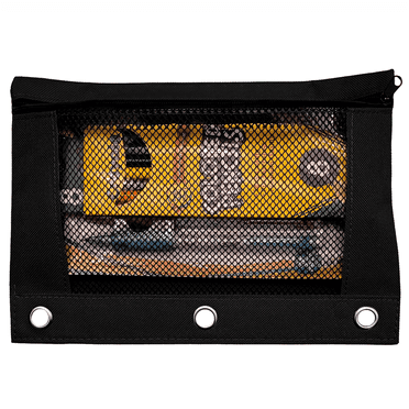 Schoolio Black Pencil Case for Kids Zipper Pencil Pouch for 3 Ring Binder