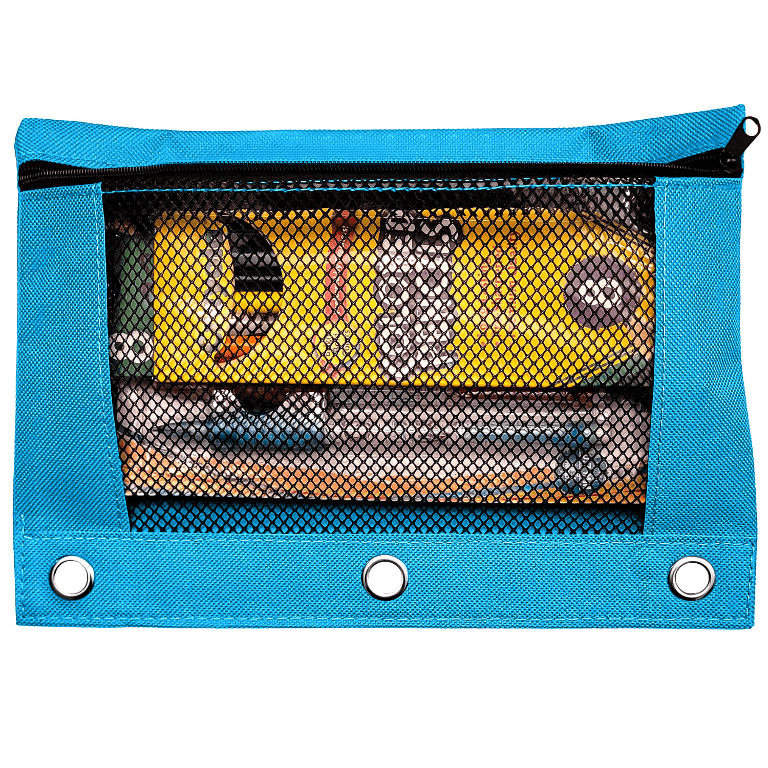 Schoolio Blue Pencil Case for Kids Zipper Pencil Pouch for 3 Ring Binder