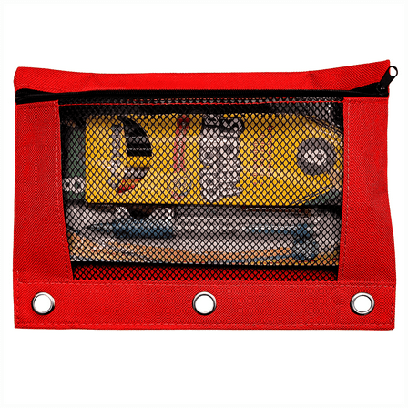 Schoolio Red Pencil Case for Kids Zipper Pencil Pouch for 3 Ring Binder