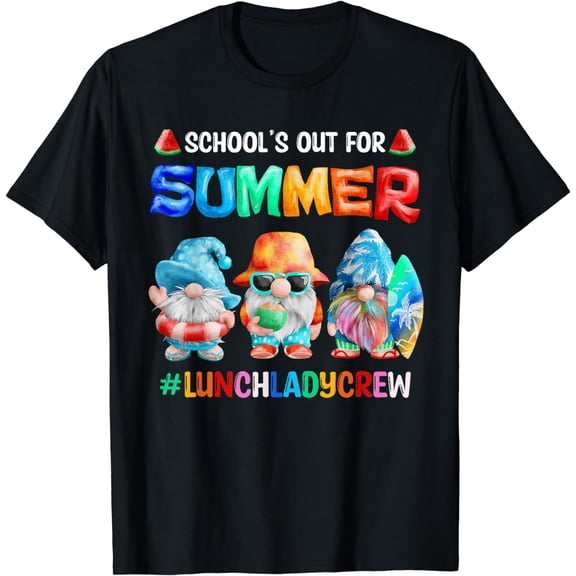 Schools Out For Summer Lunch Lady Crew Gnomes Summer Vibes T-Shirt