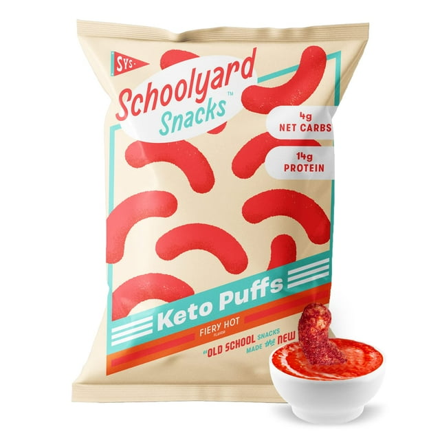Schoolyard Snacks Low Carb AIF4 Protein Puffs (12 Pack, Fiery Hot