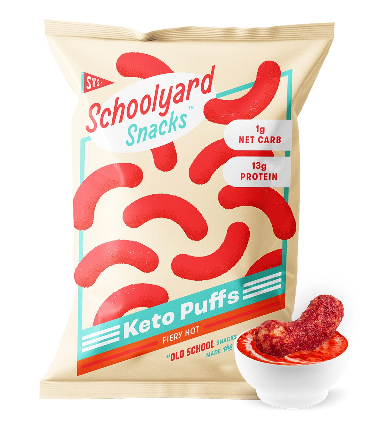 Schoolyard Snacks Low Carb MSF2 Keto Cheese Puffs Fiery Hot High