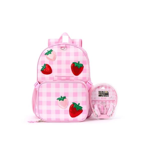 Schoolyard Vibes 17" 3 Piece Backpack Set with Headphones and Kids Lunch Box