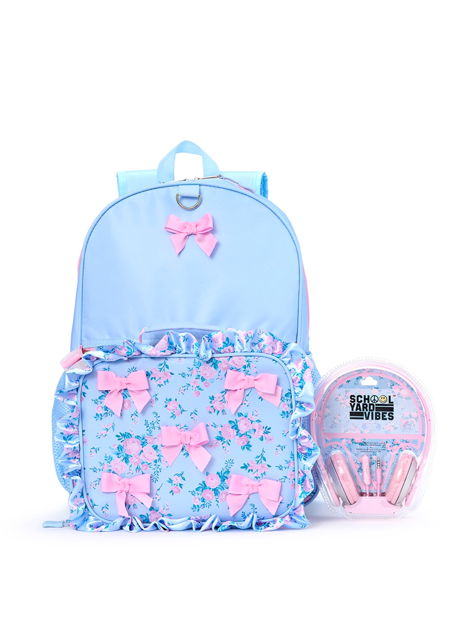 Schoolyard Vibes 17" 3 Piece Backpack Set with Headphones and Kids Lunch Box