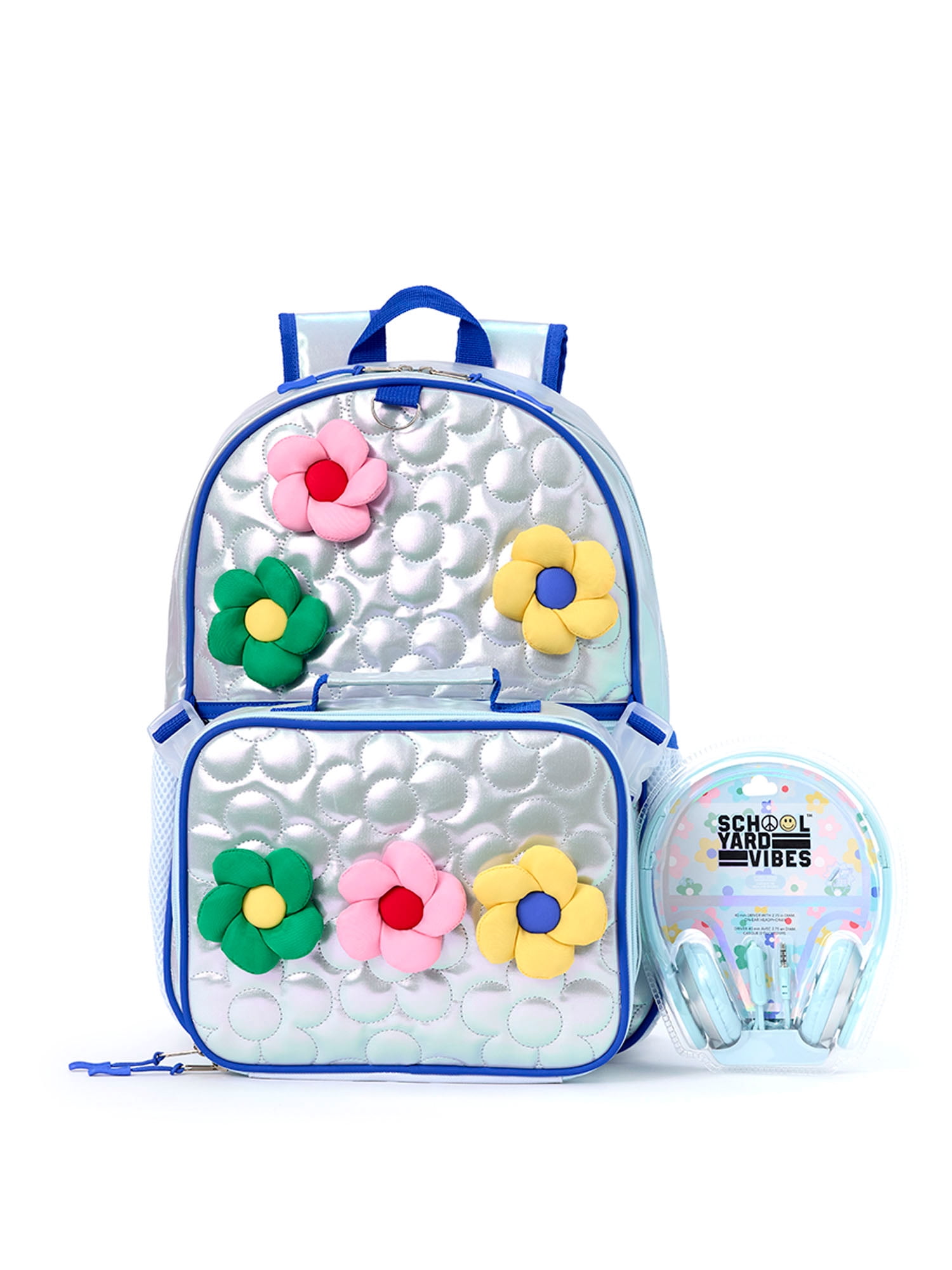 Schoolyard Vibes 17" 3 Piece Backpack Set with Headphones and Kids Lunch Box