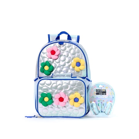 Schoolyard Vibes 17" 3 Piece Backpack Set with Headphones and Kids Lunch Box