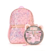Schoolyard Vibes 17" Girls' Kitty Kids Backpack with Stationary Set, Pink