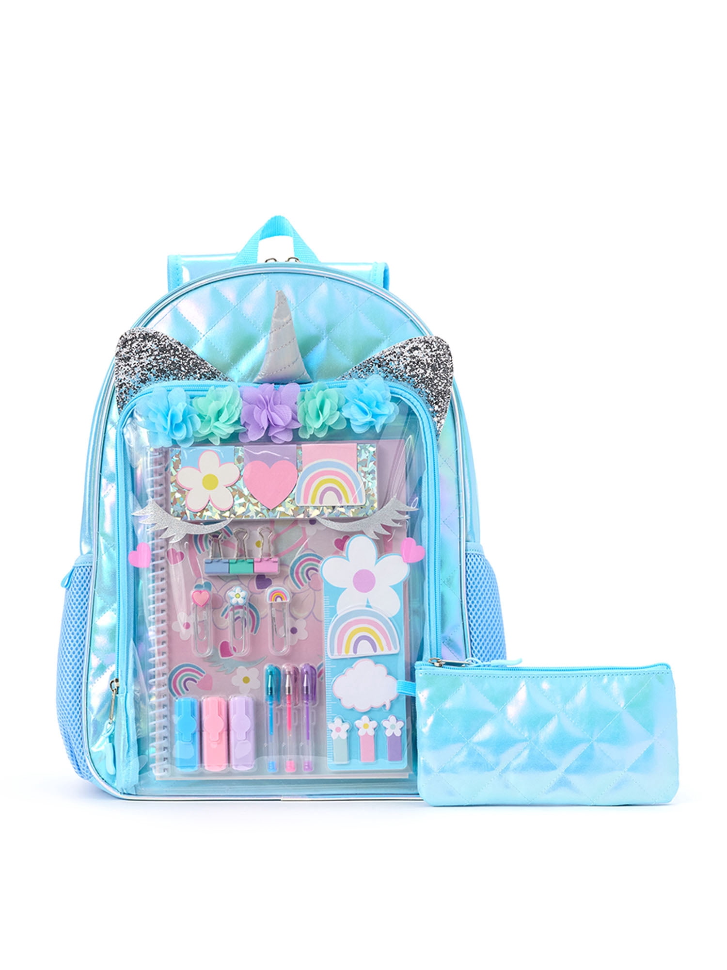 Schoolyard Vibes 17" Kids Unicorn Backpack with Stationary Set