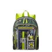 Schoolyard Vibes Boys Children Backpack with Stationary Set Dinosaur Print, Green