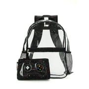 Schoolyard Vibes Clear 17' Backpack with Gamer Wristlet, Black