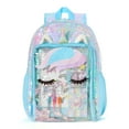 thumbnail image 1 of Schoolyard Vibes Unicorn Girls 17" Sequin Stationary Kids Backpack Set, Blue, 1 of 9