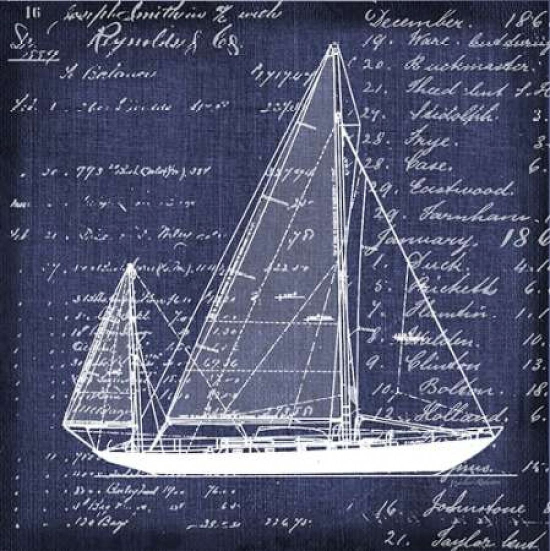 Schooner Blueprint 1 Canvas Art - Walter Robertson (24 x 24)