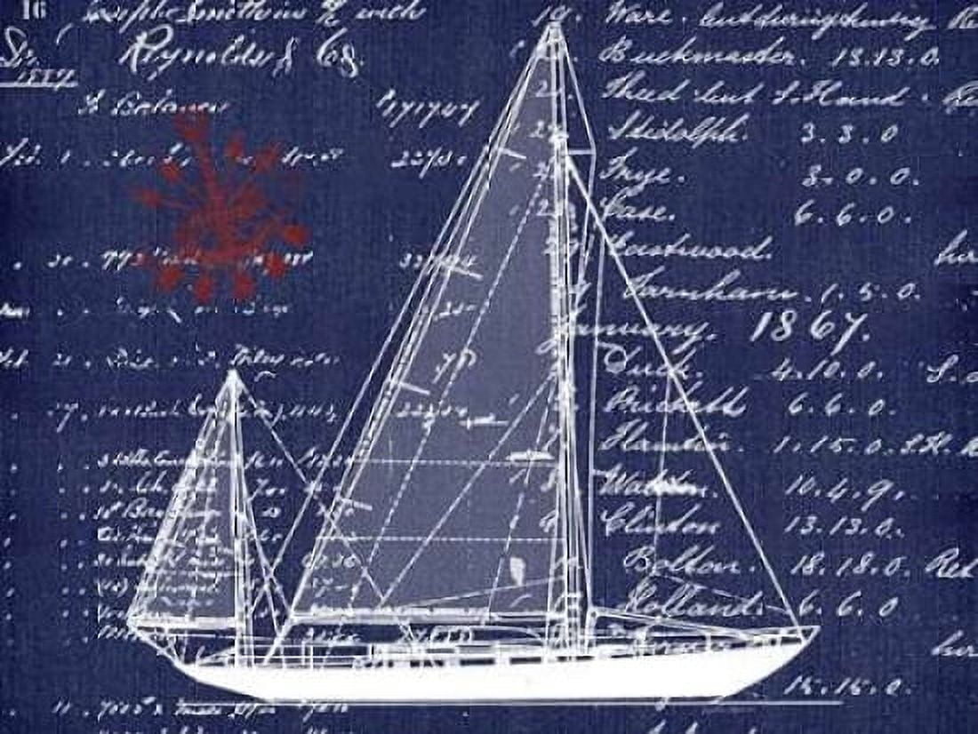 Schooner Blueprint Denim 1 Canvas Art - Walter Robertson (22 x 28)