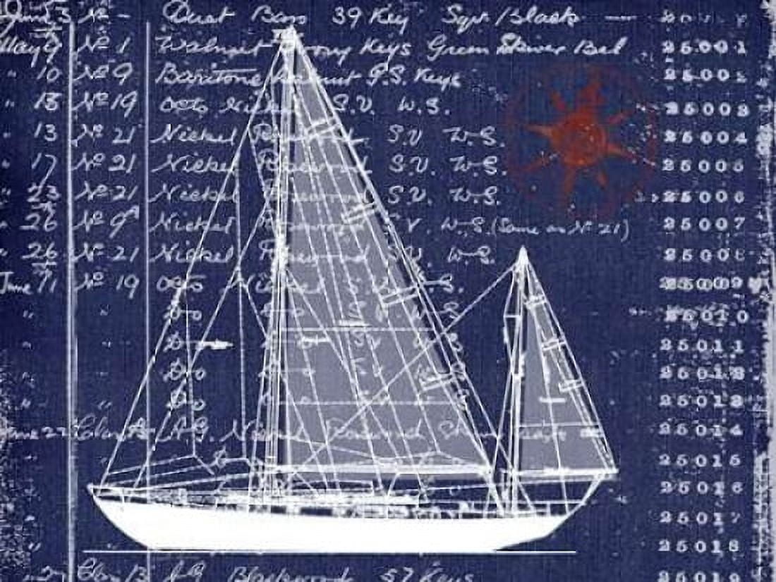 Schooner Blueprint Denim 2 Canvas Art - Walter Robertson (22 x 28)