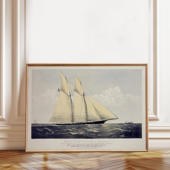 Schooner Cambria 1870s Racing Ship Vintage Nautical Art, Unframed Paper Poster 8x10in