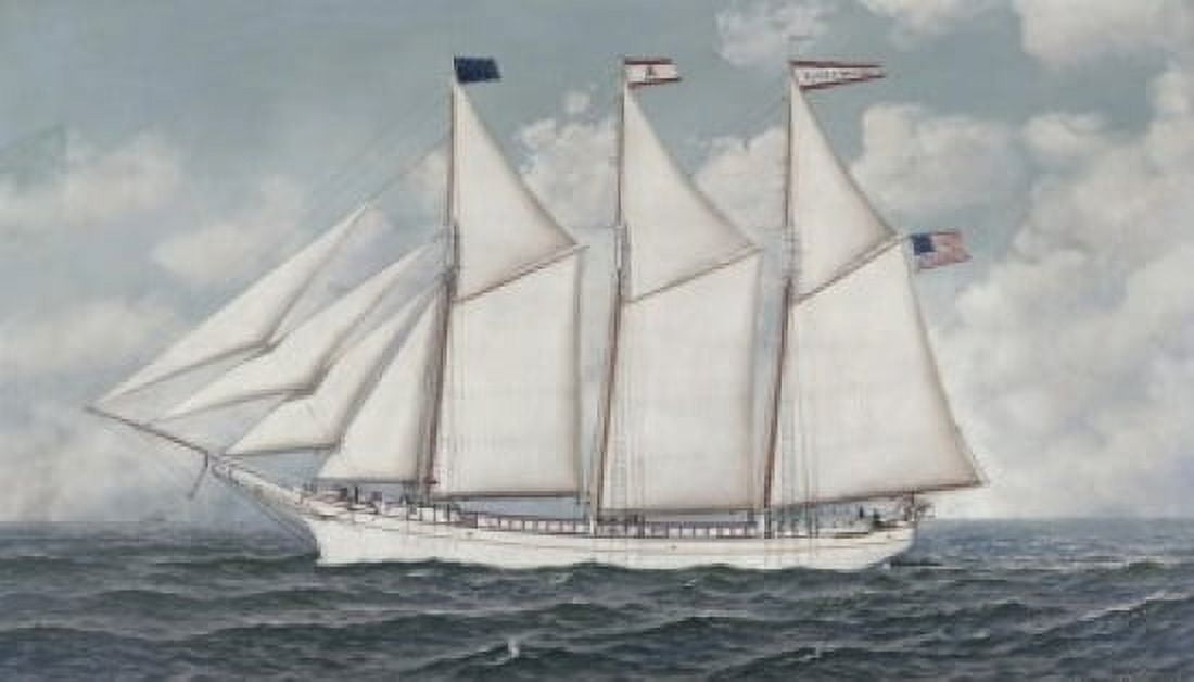 Schooner Elsie Bayless Antonio Jacobsen (1849-1921 American) Canvas Art - Antonio Jacobsen (24 x 36)