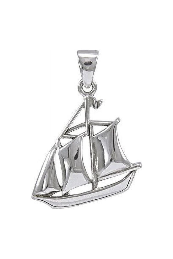 Schooner Sailboat 925 Sterling Silver Pendant Fine Ocean Sailor Sea Jewelry