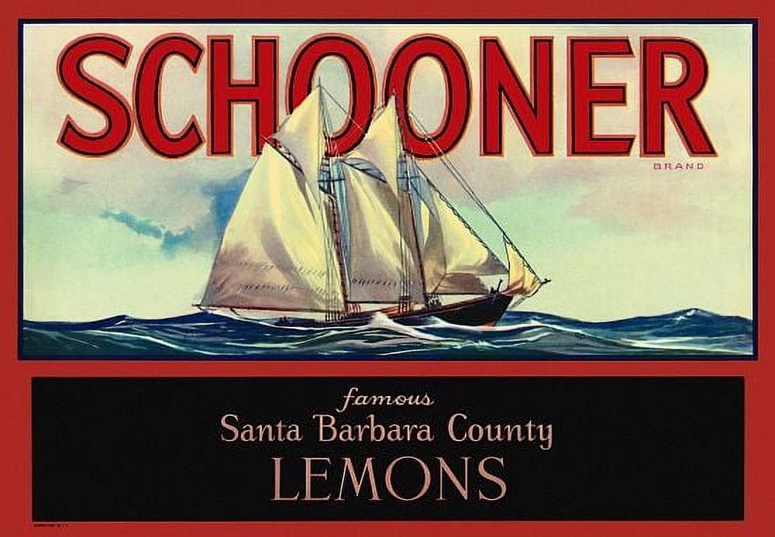 Schooner Santa Barbara Lemons label Canvas Art - (18 x 24)
