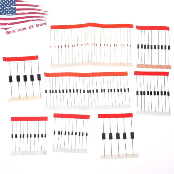 Schottky Rectifier & Switching Diode Assortment Kit - 100 Pieces, 8 Values