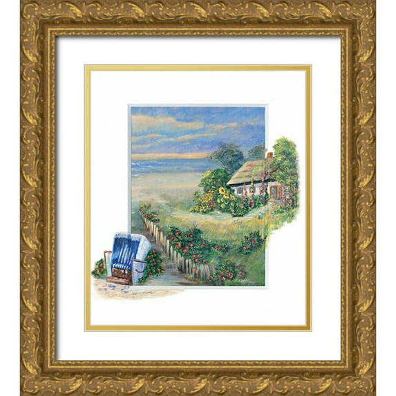 Schottler, Katharina 12x13 Gold Ornate Wood Framed with Double Matting Museum Art Print Titled - Path to the beach