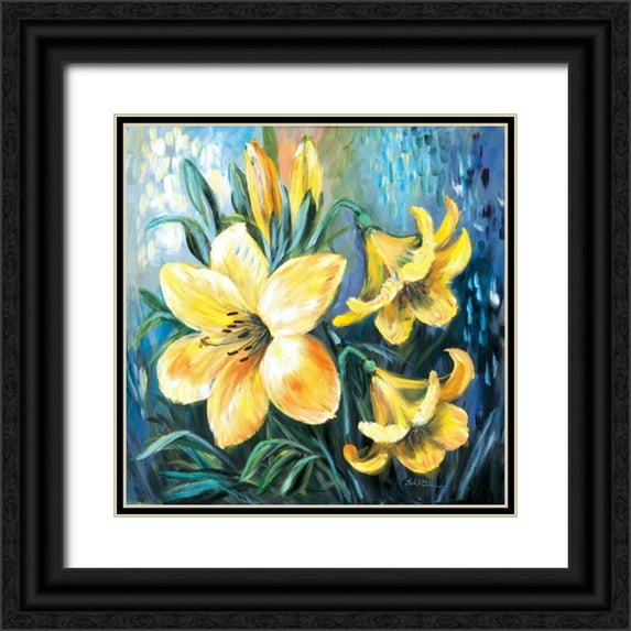 Schottler, Katharina 15x15 Black Ornate Wood Framed with Double Matting Museum Art Print Titled - Yellow lilies in Spring