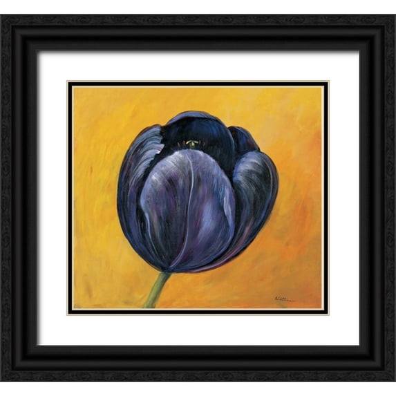 Schottler, Katharina 29x26 Black Ornate Wood Framed with Double Matting Museum Art Print Titled - Purple tulip I