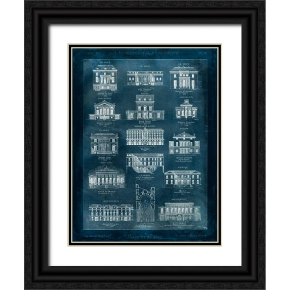 Schoy 15x18 Black Ornate Wood Framed with Double Matting Museum Art Print Titled - Maisons a Paris
