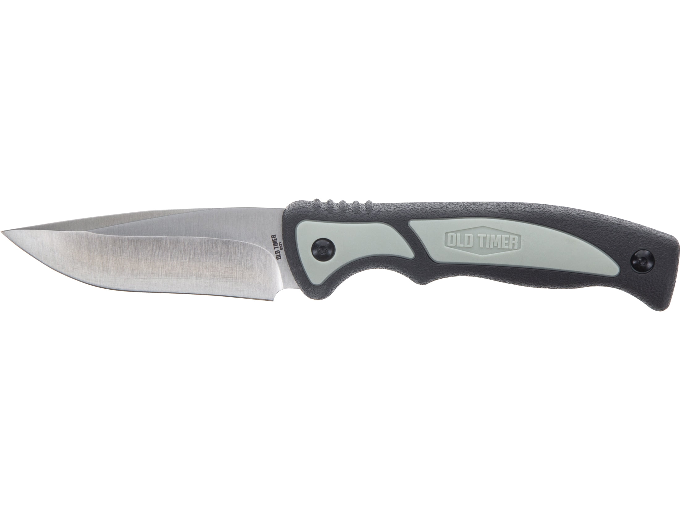 Old Timer Trail Boss Fixed Blade Knife 3.75" Clip Point 8Cr13MoV Satin Blade Kraton Handle Green/Black