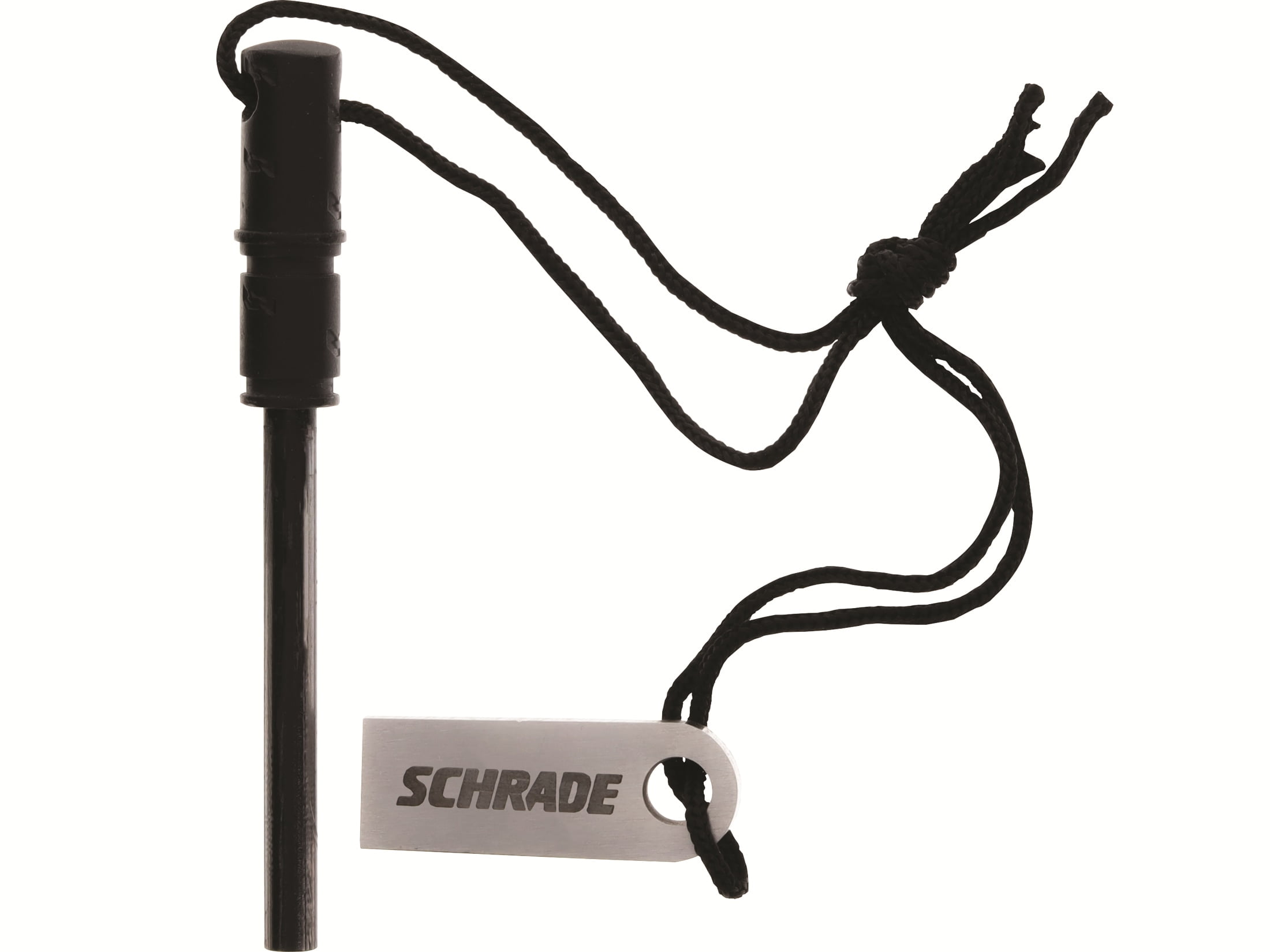 Compact Black Rubberized Fire Starter with Ferro Rod
