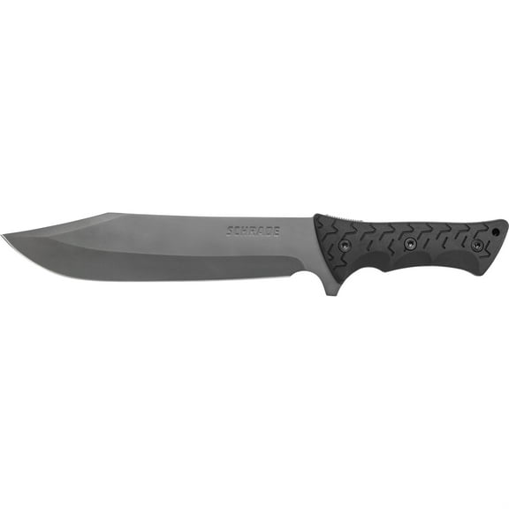 Schrade Frontier Knife, Bowie Point, Plain 10.35" Fixed Blade, Sheath - SCHF45