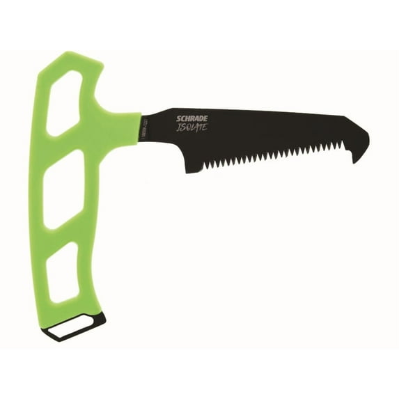 Schrade Isolate Compact Bone Saw 3" SK5 Steel Blade Rubber Overmold Handle Green