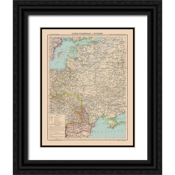 Schrader 12x14 Black Ornate Wood Framed with Double Matting Museum Art Print Titled - Europe Western Russia Romania - Schrader 1908