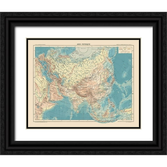 Schrader 14x12 Black Ornate Wood Framed with Double Matting Museum Art Print Titled - Physical of Asia - Schrader 1908