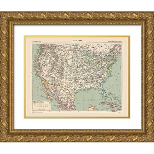 Schrader 14x12 Gold Ornate Wood Framed with Double Matting Museum Art Print Titled - United States - Schrader 1908