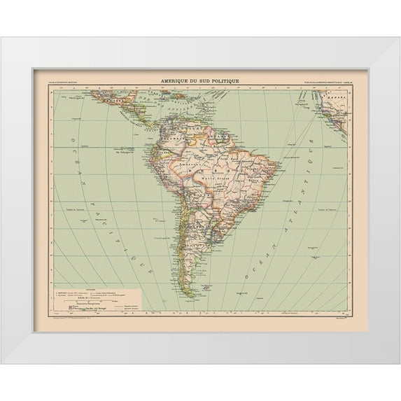 Schrader 14x12 White Modern Wood Framed Museum Art Print Titled - South America Political - Schrader 1908