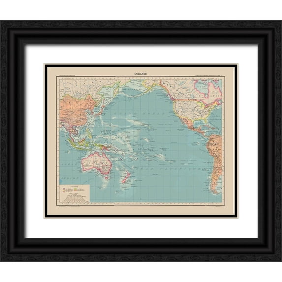 Schrader 18x15 Black Ornate Wood Framed with Double Matting Museum Art Print Titled - Oceania - Schrader 1908