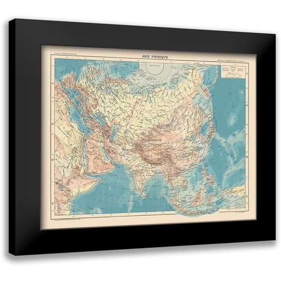 Schrader 24x20 Black Modern Framed Museum Art Print Titled - Physical of Asia - Schrader 1908