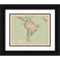 thumbnail image 1 of Schrader 24x20 Black Ornate Wood Framed with Double Matting Museum Art Print Titled - South America Political - Schrader 1908, 1 of 4