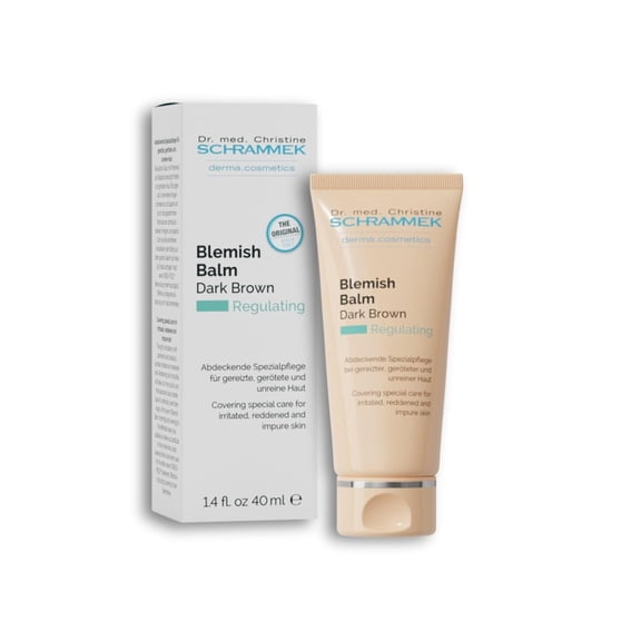 Schrammek Blemish Balm Dark Brown (1.4 fl oz) - Covering Special Care for Irritated, Reddened & Impure Skin - The Original since 1967 - BB Cream - Tinted Face Moisturizer - Facial Skin Care - Dr