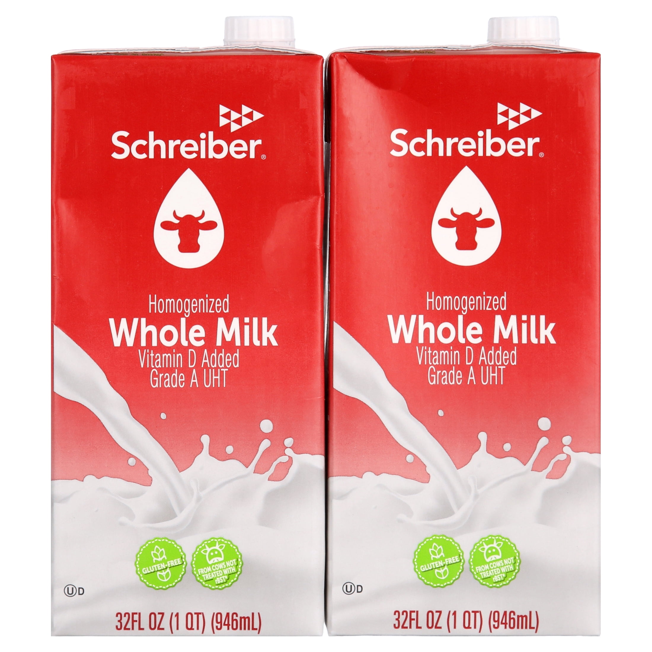 Schreiber Shelf Stable Whole Milk, 32oz UHT (pack of 6)