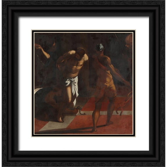 Schroder, Johann Christian 12x12 Black Ornate Wood Framed with Double Matting Museum Art Print Titled - The Flagellation of Christ