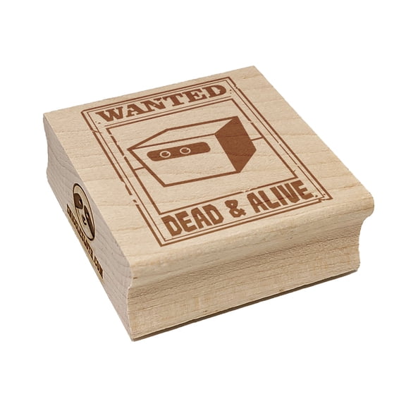 Schrodinger's Cat Wanted Dead and Alive Square Rubber Stamp Stamping Scrapbooking Crafting - Large 2.75in