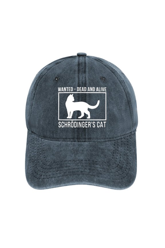 Schrodingers Cat Navy Baseball Cap for Men Women, Adjustable Snapback Hats Cotton Hat