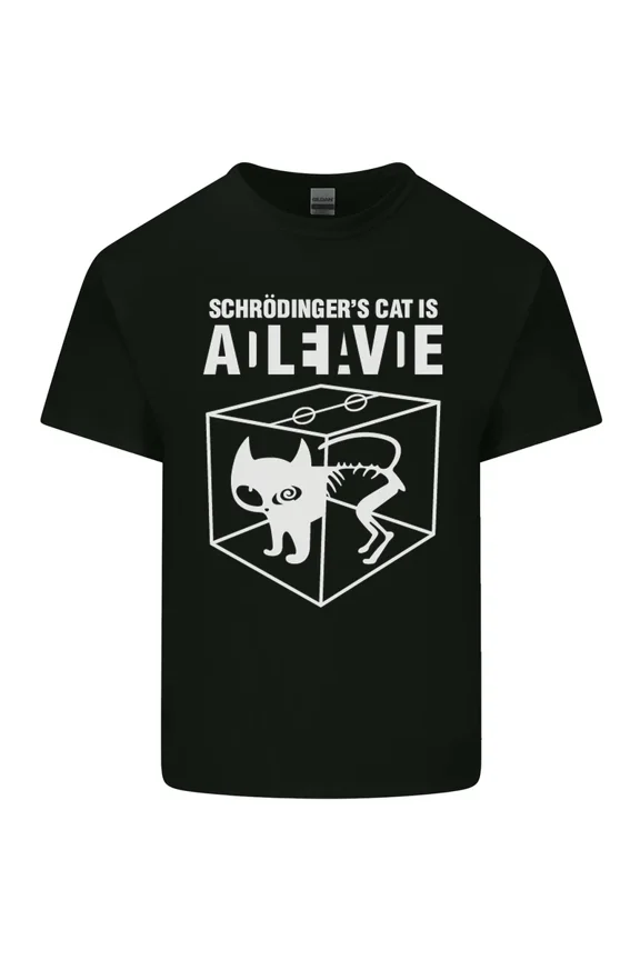 Schrodingers Cat Science Geek Nerd Light Cotton Graphic Art Apparel,for unisex up to 5XL
