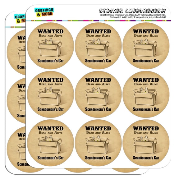 Schrodingers Cat Wanted Dead Alive 2" Scrapbooking Crafting Stickers