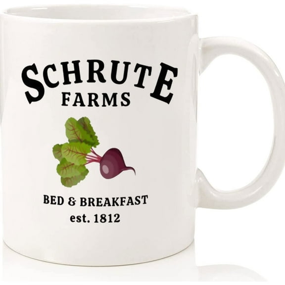 Schrute Farms Mug Inspired By The Office Beetroot Mug Steve Carell Michael Scott Dwight Schrute Jim Halpert Us Sitcom, Ceramic Novelty Coffee Mugs 11oz, 15oz Mug, Tea Cup, Gift Present M