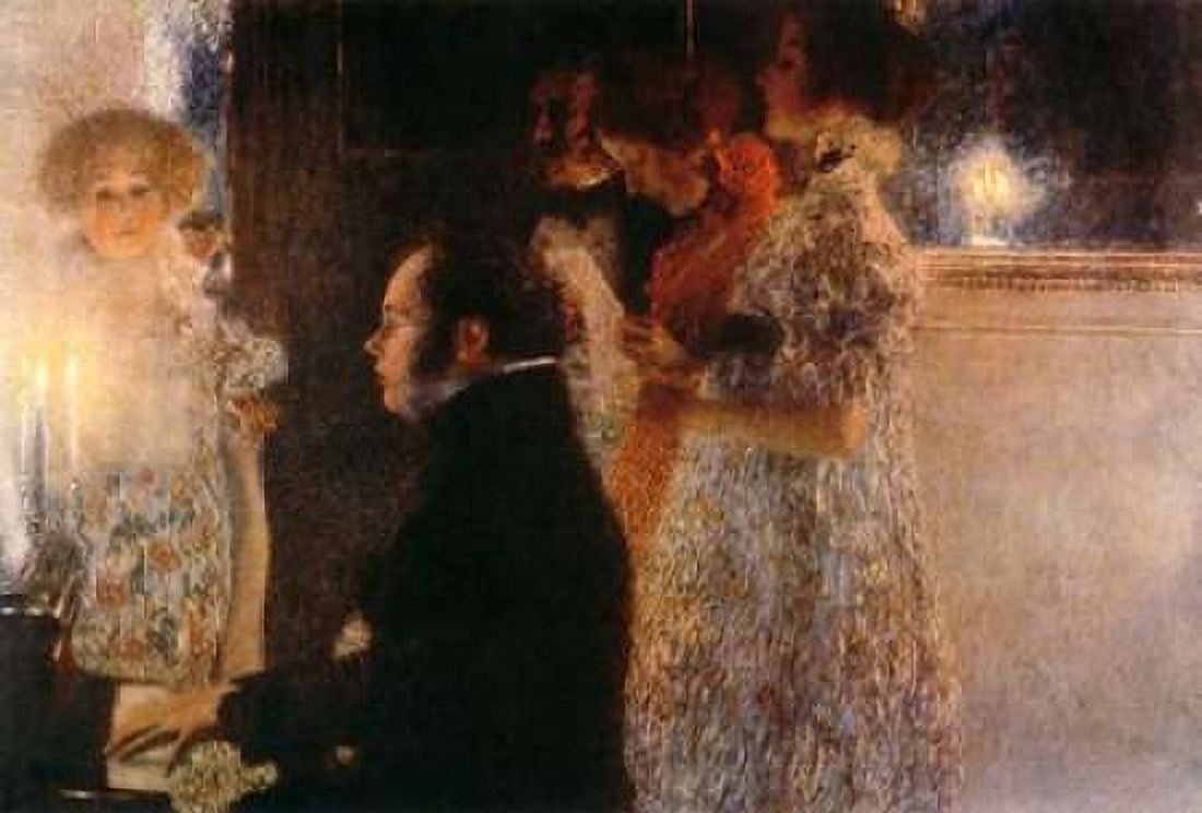 Schubert At The Piano 1899 Canvas Art - Gustav Klimt (24 x 36)